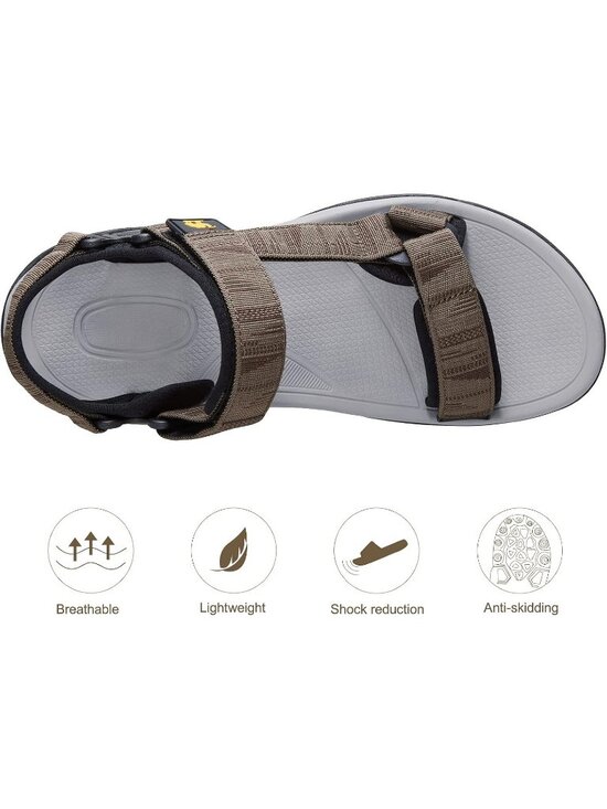 Men\'s Brown Arch Support Open Toe Outdoor Waterproof Hiking Sport Sandal Shoes